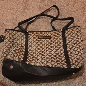 Dana Buchman Black and Tan Patterned Tote Bag